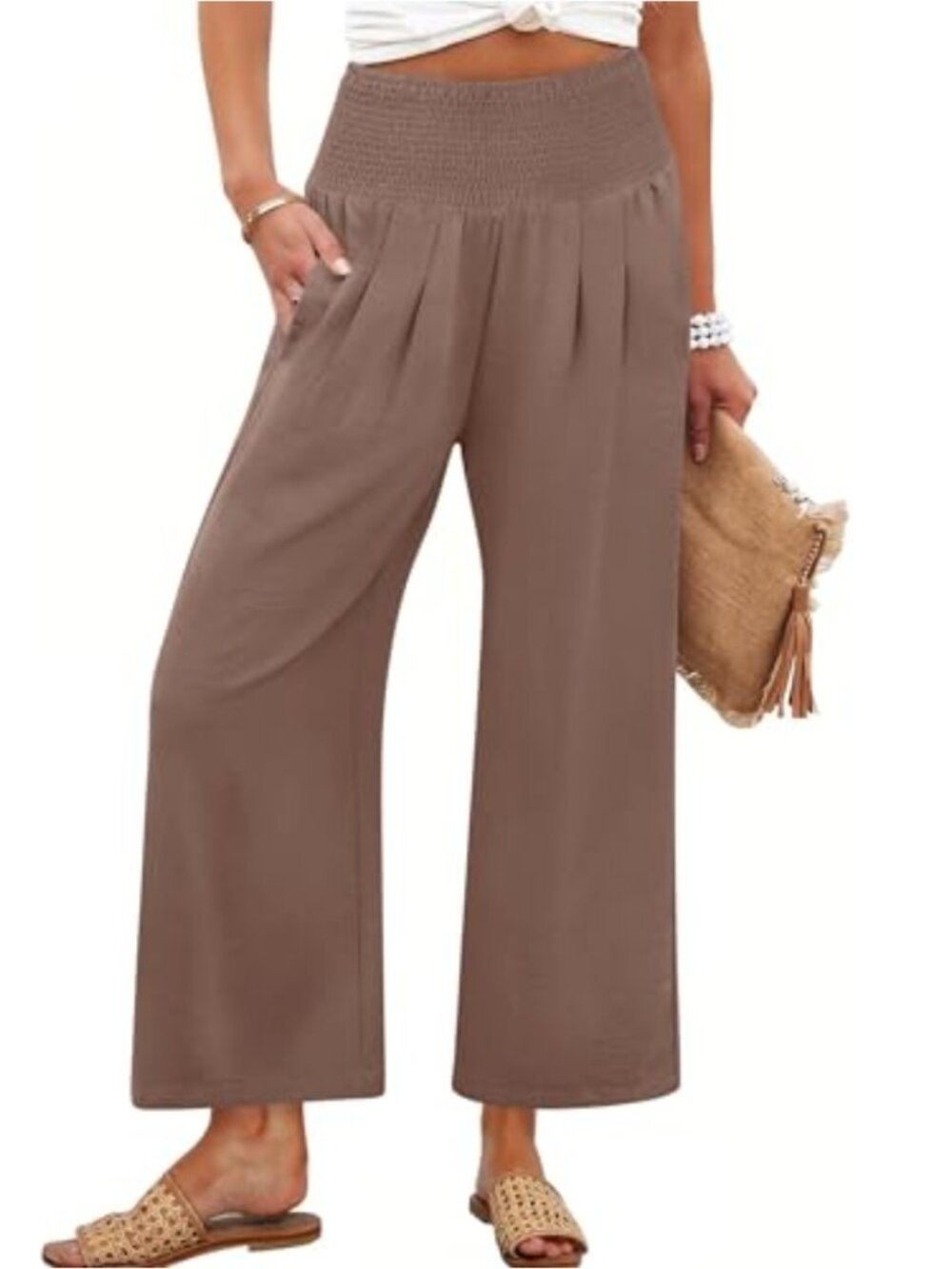 Wide Leg High Waisted Palazzo Pants with Pockets